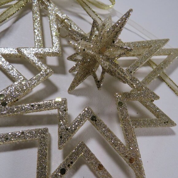 Champaign Gold Star within a star within a star Glittered Ornament - Picture 3 of 8